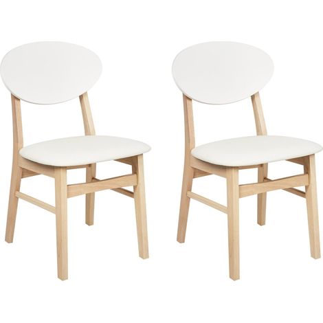 Set di 2 sedie da pranzo Seduta in ecopelle Struttura in legno chiaro e bianco sporco Amery