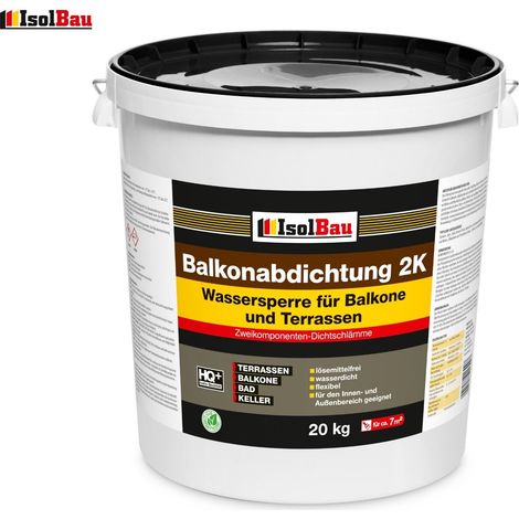 Balkonabdichtung 2K Dichtschlämme Abdichtung Set Balkone Terrasse Bad 20 kg (1/3)