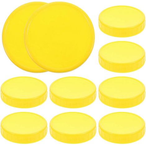 Couvercles de bouteilles, bouchons de bocaux compatibles avec les bocaux Mason, lot de 10 jaunes (1/5)