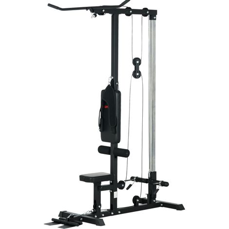 Station de musculation multifonction pour la maison en acier et simili cuir, noire (1/5)