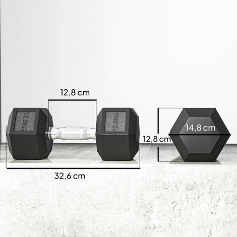 Hanteln mit gerändeltem Griff, Kurzhantel aus Gusseisen, 2 x 12,5 kg für Zuhause, Fitnessstudio, Krafttraining (1/5)