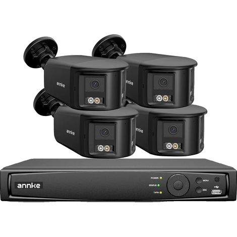 Cámara de seguridad, resolución de 8 MP, campo de visión de 180°, cámara CCTV con audio bidireccional, 4 unidades I91EW-a, 1 unidad T-a (1/2)