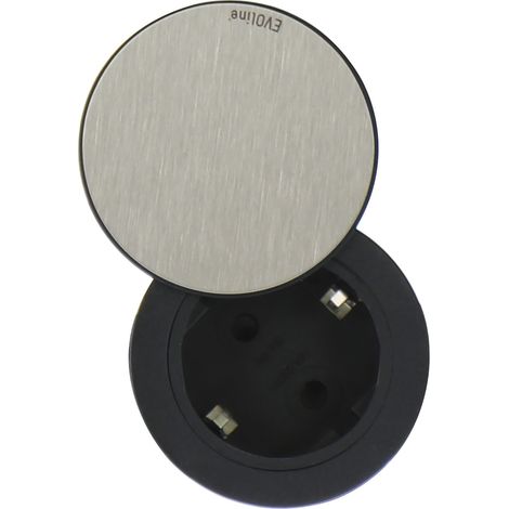 Evoline One Einbau Steckdose mit Drehdeckel ø 59 mm 230V,Edelstahl schwarz