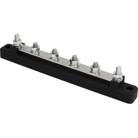 Bloc de distribution d'alimentation à 6 bornes avec vis M6, CC 12V-48V, 150A, adapté aux applications automobiles et marines, noir. (1/5)