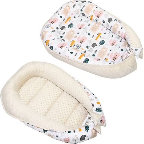 Manta tipo capullo para bebé, de doble cara, de tejido minky (beige + ositos) (1/3)