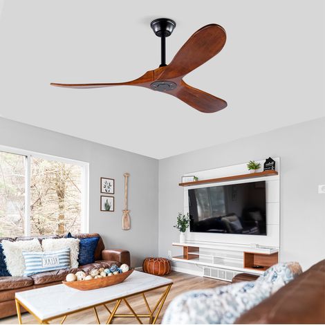 Ventilador de techo sin luz madera negra 52 OKMYHOME (1/5)