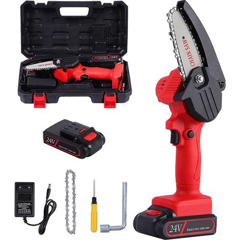 Mini Portable Electric Chainsaw 10.16cm With Battery 1 Chains For Cutting Branches And Wood With 1 Batteries