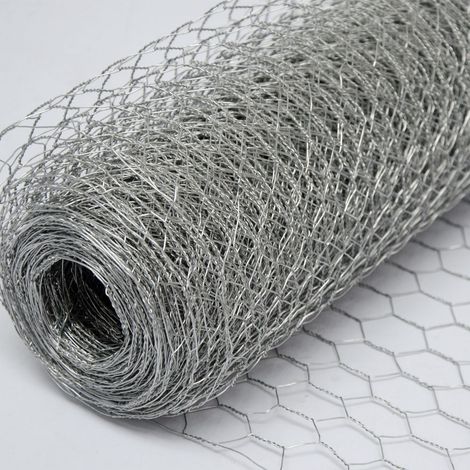 Mallas de Alambre Valla de Tela Metálica Malla Hexagonal 25x25mm Valla para animales y plantas 25 m de largo Altura 50 cm Galvanizada 0,6mm