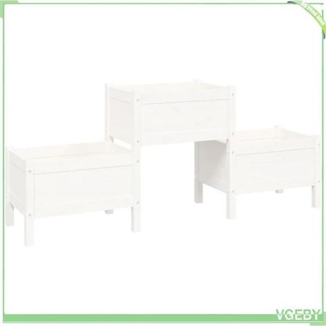 Jardinière - FAFEICY - 822248 - blanc - bois de pin massif - 3 bacs 178,5x44x75 cm (1/5)