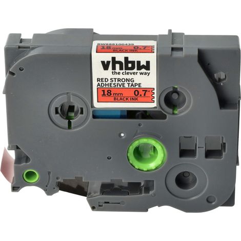 vhbw Label Tape compatible with Brother PT 9200, 9200DX, 7600VP, 7600 Label Printer 8m x 18 mm, Black on Red, Extra Strong, Laminated (1/4)