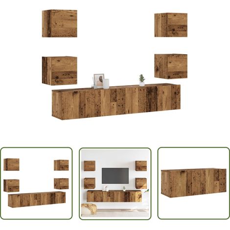 vidaXL Meubles TV muraux 6 pcs vieux bois bois d'ingénierie (1/5)