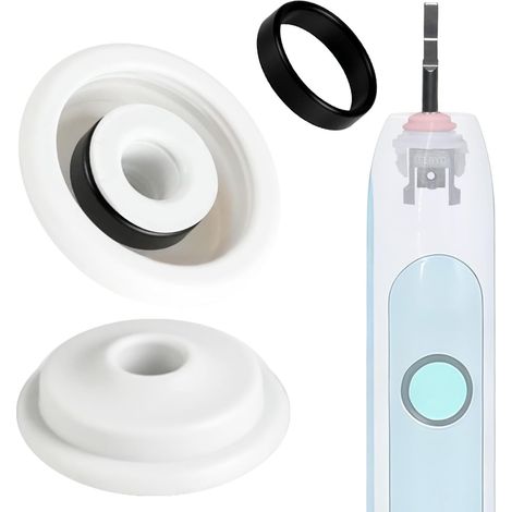 Lot de 2 joints étanches pour manche de brosse à dents électrique, en silicone, blanc, compatibles avec la plupart des nouveaux modèles (1/5)