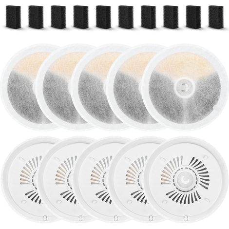 Lot de 10 filtres pour fontaine à chat E versweet Solo SE/Solo 2/3 Pro/3/2S avec 10 filtres éponges, système de filtration quadruple 3.0 (1/5)