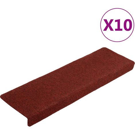Bandes adhésives pour escalier, lot de 10, 65 x 21 x 4 cm, rouge bordeaux, bordure rectangulaire (1/5)