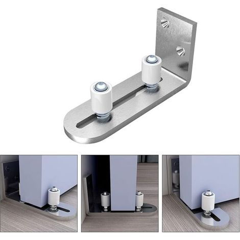 1 pièce Guide au sol pour porte coulissante, rail mural réglable avec roulements à billes, compatible POM acier inoxydable, usage intérieur/extérieur