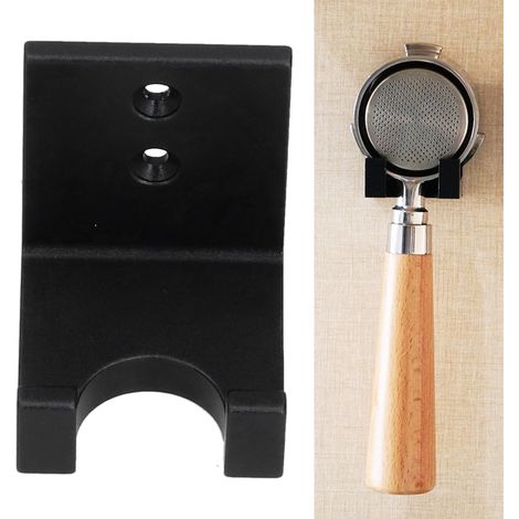 Poignée pour cafetière, poignée pour machine à café, poignée pour expresso, adhésive, à perforer, double usage, auto-adhésive, support de rangement sans traces, noire. (1/5)