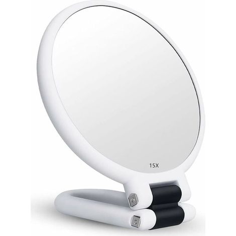 Miroir grossissant x15 miroir pliant double face pour divers détails de maquillage (blanc) (1/4)