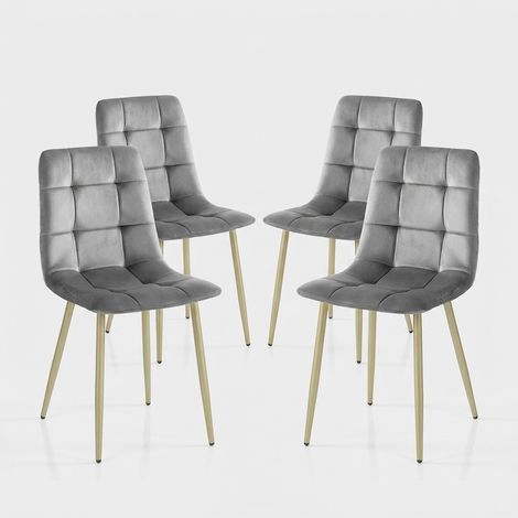 Set 4 sedie in velluto design moderno cucina e sala pranzo Corfu - Grigio (1/5)