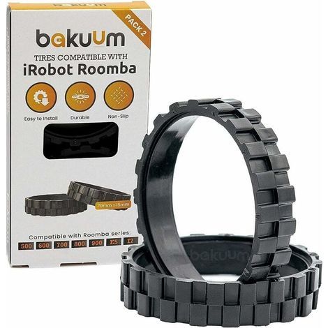 PNEUS Roues pour IROBOT ROOMBA séries 500, 600, 700, 800 et 900 (Pack 2 unités) Fabriqué en Espagne Antidérapant, adhérence exceptionnelle et Montage Facile (1/4)