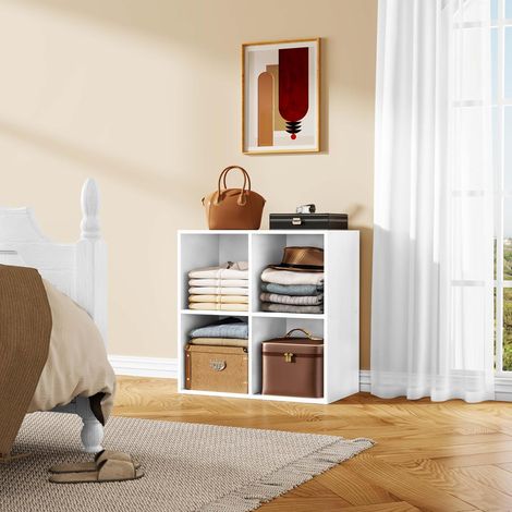 WOLTU Estantería para Libros con 4 Compartimentos Abiertos Mueble para Exposición y Decoración Estanteria Blanca de Cubos para Oficina Estudio Juvenil y salón 59.6X29X59 8cm (1/5)