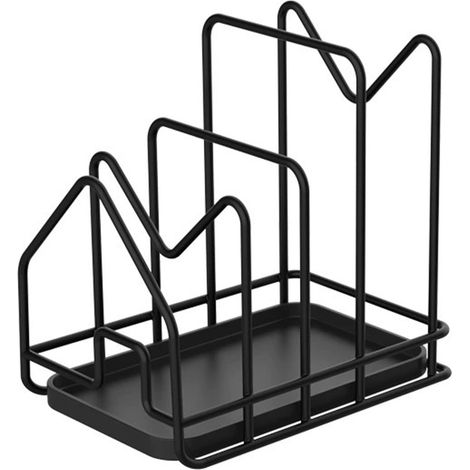 Topfdeckelhalter mit Schneidebrettständer, Schwarz (1/5)