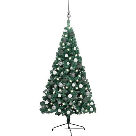 Künstlicher Halb-Weihnachtsbaum Beleuchtung Kugeln Grün 240 cm