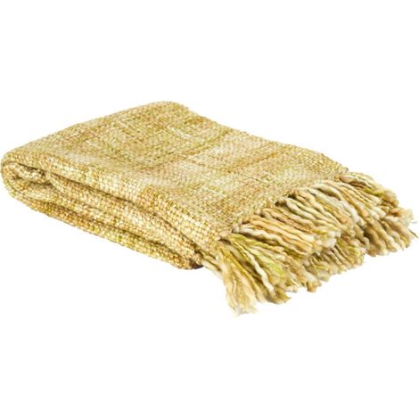 Plaid Maille Tressée "Chunky" 125x150cm Jaune (1/4)