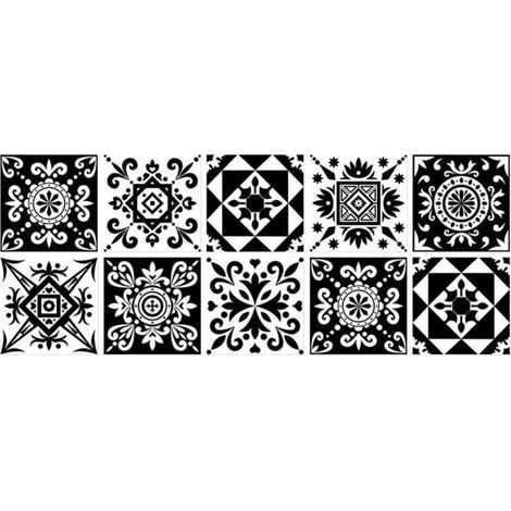Set di 10 adesivi murali per la decorazione delle pareti, motivo a piastrelle geometriche 3D per bagno, finestra, doccia (1/4)