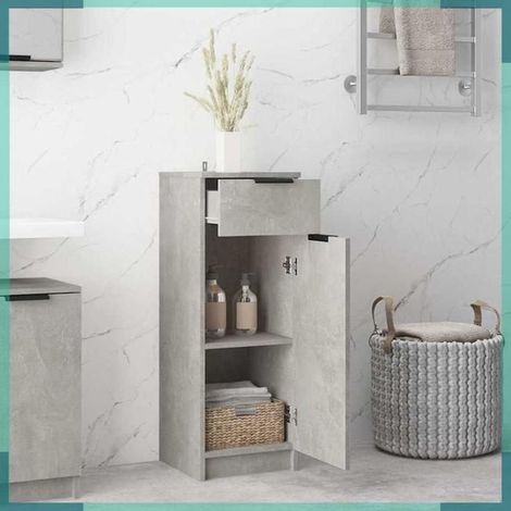 Armoire de salle de bain - 811290 - Gris béton - Bois d'ingénierie - 32x34x90 cm (1/5)