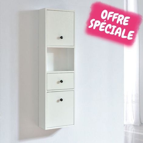 OFFRE SPECIALE - Grande armoire de rangement ARMARIA hauteur 120 cm mélaminé blanc 35 cm (1/5)