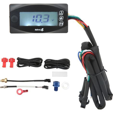 4 en 1 Moto Thermomètre Moteur Température De L'huile Tension Temps LCD Affichage Numérique DC12V Universel M12x1.5 (1/5)