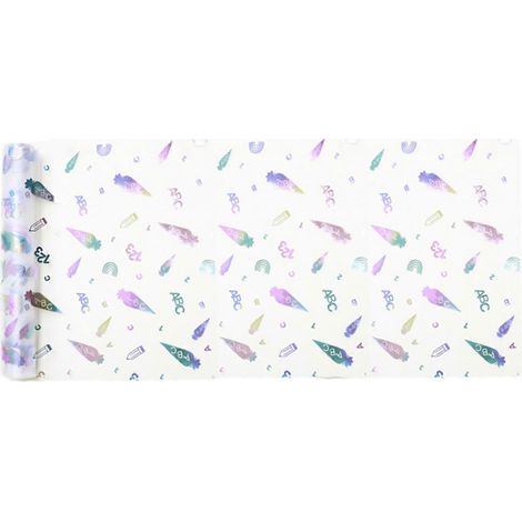 Chemin de table, nappe à motif bonbons colorés et amusants, décoration de table pour événements scolaires, 28 x 910 cm (1/5)