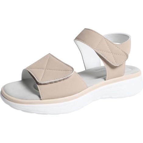Sandalias de verano para mujer con suela plana y flexible - Cómodas - Cierre informal - Punta abierta - Elásticas (1/5)