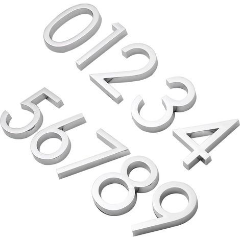 Adhesive Stickers 10 Pieces Numbers 0 9 for Door 6 Cm Metal (1/5)