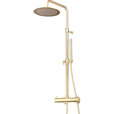 Columna de ducha mecánica modelo redonda en color oro cepillado Pollini Jessy 40P10264B0OS  Oro cepillado