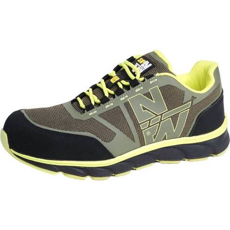 Chaussures de Sécurité Basses Justin - Taille 47 - Kaki/Jaune Fluo - Résistant et Confortable - D-Work (1/5)