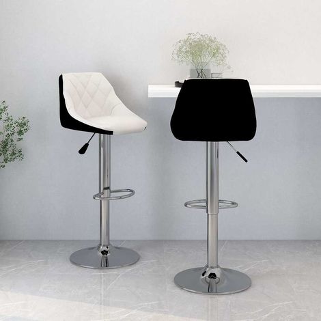 vidaXL Taburetes de cocina 2 unidades cuero sintético blanco y negro (1/5)
