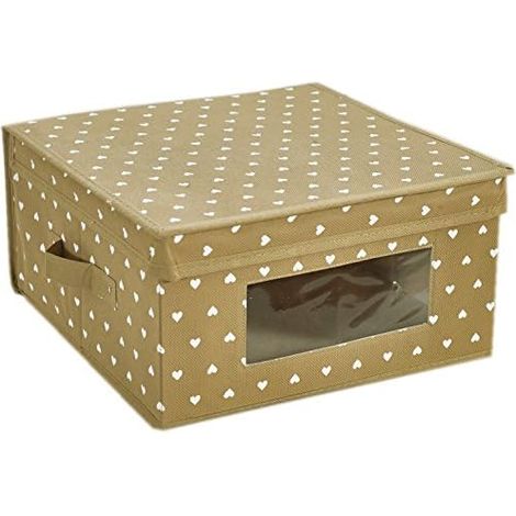 King Home SCATOLA KING BOX IN TNT BEIGE 36x36x19h cm con maniglie laterali e finestrella trasparente (1/4)