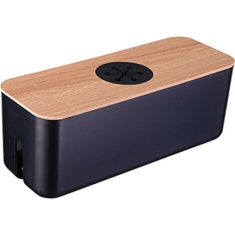 Boîte de rangement en bois pour câbles, boîte de rangement pour cordons d'alimentation, boîte de rangement anti-poussière pour prises de chargeur, enrouleur de câble domestique, boîte de rangement B (1/4)