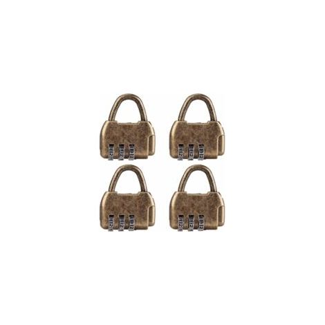 Set mit 4 Mini-Retro-Zahlenschlössern für Tagebücher, Gepäck, Vintage-Codeschlösser - Crezuo (1/4)