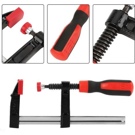 Pinces à tige de charpentier 4 pièces, pinces à vis en fonte malléable ensemble de pinces métalliques à dégagement rapide F Pinces de charpentier pour le travail du bois fixation de précision bricolag (1/5)