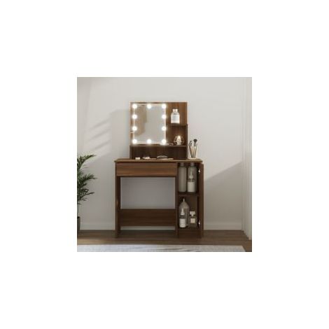 Coiffeuse avec LED Chêne marron 86,5x35x136 (1/5)