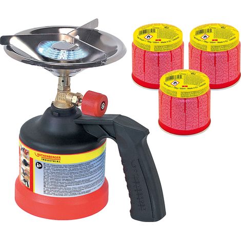 ROTHENBERGER Industrial Scout Campingkocher inkl. 3x C200 Kartusche 330 ml mit ILL System - 1500004212