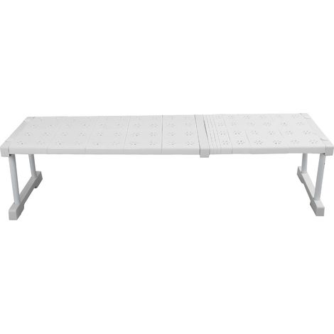 Étagère extensible sans perçage pour placard, rangement ajustable gain de place, support télescopique sous évier, largeur 24 cm, hauteur 22 cm, longueur 67 à 88 cm / 26,4 à 34,6 pouces (1/5)