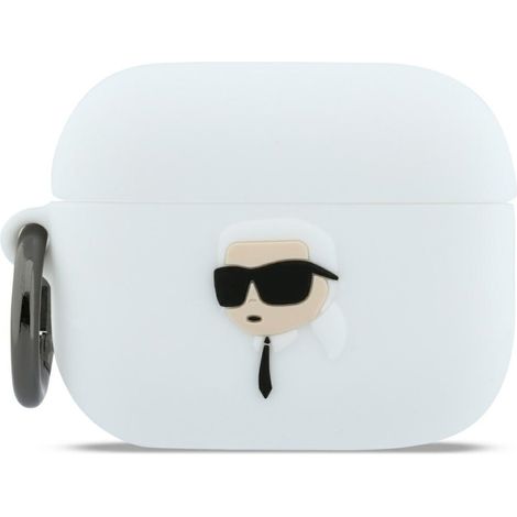 Karl Lagerfeld Silikonhülle mit Karl-Lagerfeld-Kopf (3D) für AirPods Pro 3, Weiß (1/4)