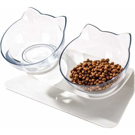 Bol Orthopédique Anti-vomissements pour Animaux de Compagnie avec Support Surélevé,Mangeoire pour Chat à Double Bol, Plate-Forme Iinclinée à 15 °, Parfait pour Les Chats et Les Petits Chiens (1/5)
