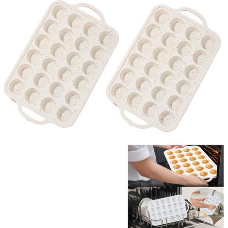 Teglia per muffin in silicone in 2 pezzi, stampo per cupcake in silicone, teglia da forno con manici, facile da spostare, facile da pulire, resistente al calore, per muffin e cupcake (1/5)