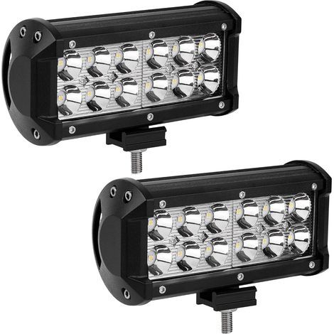 Bandes lumineuses LED, paquet de 2, feux antibrouillard LED tout-terrain focalisés de 7 pouces et 36 W, avec support de montage, tension 12 V. (1/5)