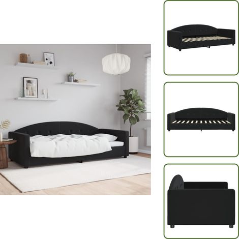 Letto da giorno 2 in 1 - vidaXL Letto da Giorno Nero 90x190 cm in Velluto - Letto da giorno nero