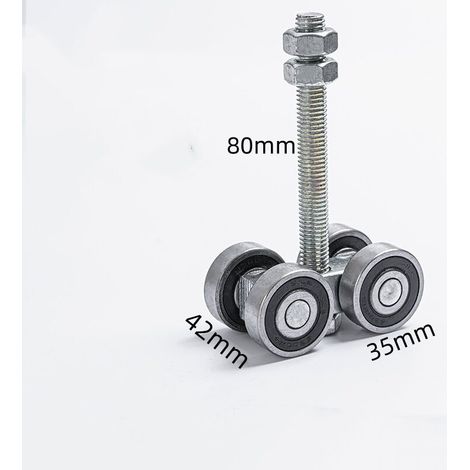 Ensemble de Chariots à Roue pour Porte Coulissante Galets en Fer Galvanisé Antirouille Capacité 50 Kg Format Compact Blanc Adapté aux Profilés Hauts et Usage Extérieur